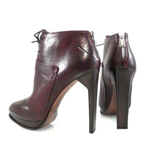 NIB$995 CoSTUME NATIONAL LACED LEATHER ANKLE BOOTS PLATFORM BACK ZIP HEELS 39 9